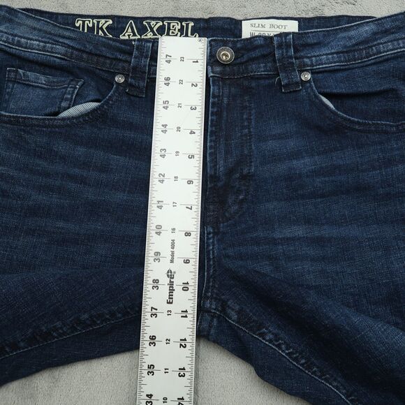 TK AXEL Jeans Mens Size 36x32 Blue Slim Bootcut Stretch Denim Pants Dark Wash - Picture 15 of 16